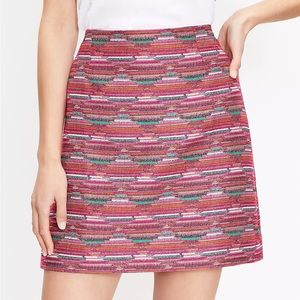 Anne Taylor Loft 💖 Hot Pink Barbie Ikat Jacquard Textured Mini Skirt NWT